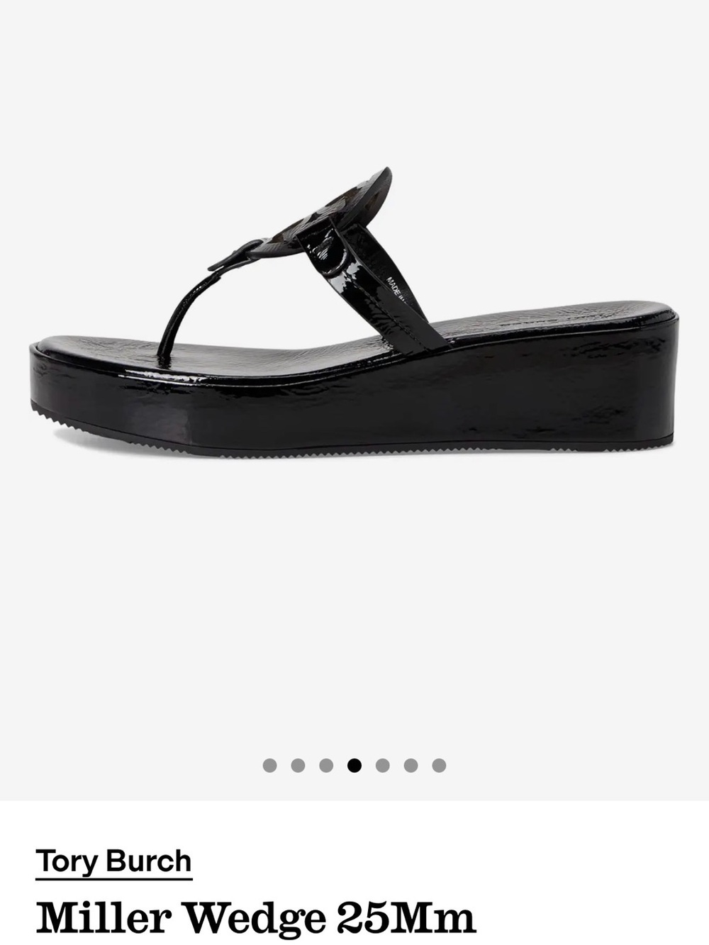 RARE NWOT Tory Burch Black Patent Wedge Thong Sandal - Picture 3 of 4